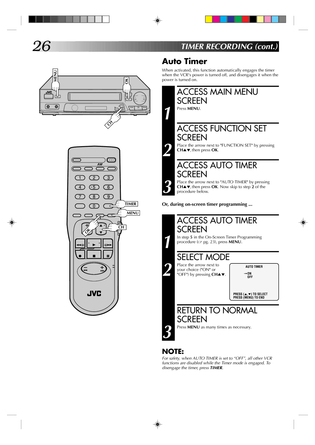 JVC HR-J4003UM manual Access Auto Timer 