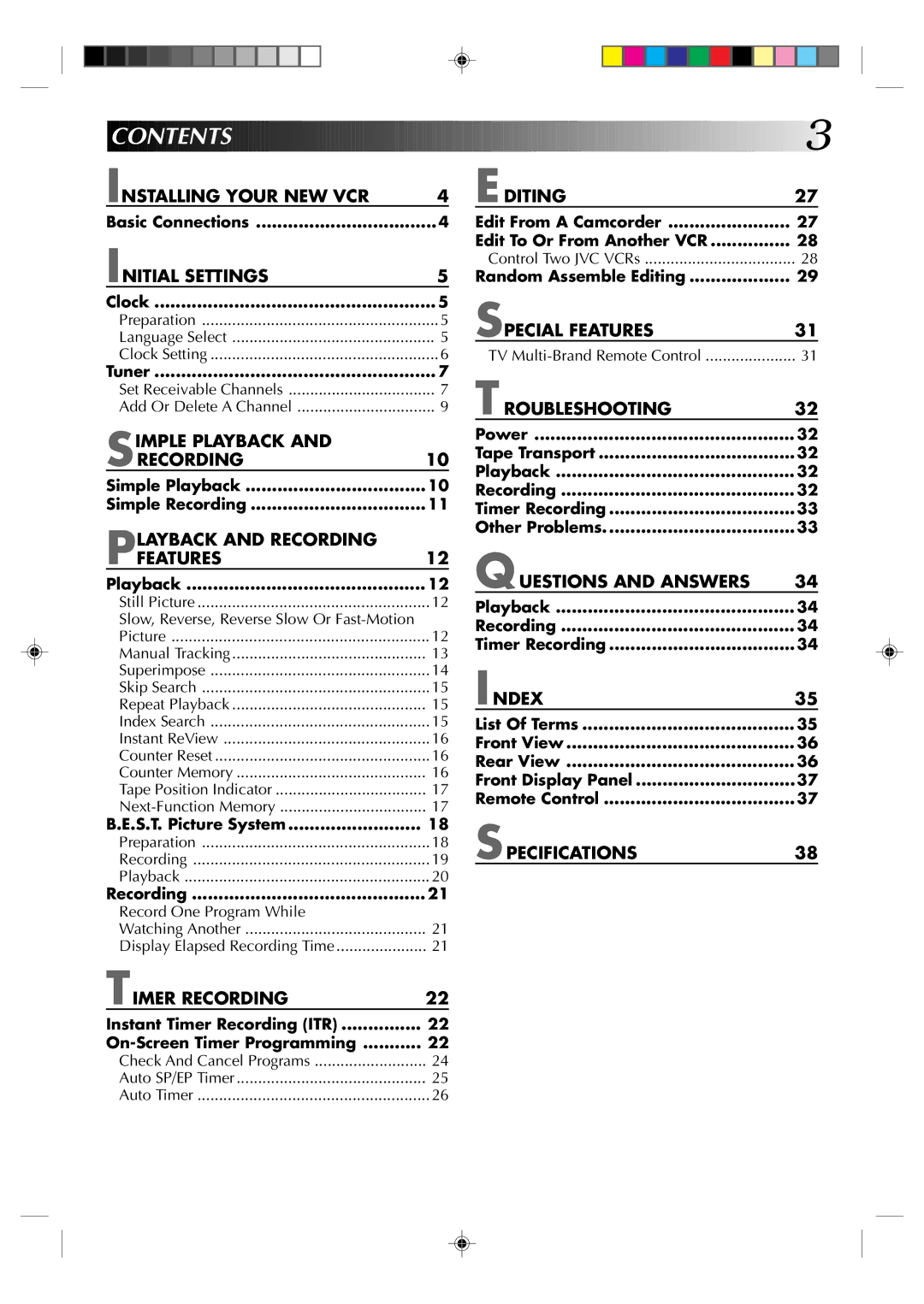 JVC HR-J4003UM manual Contents 