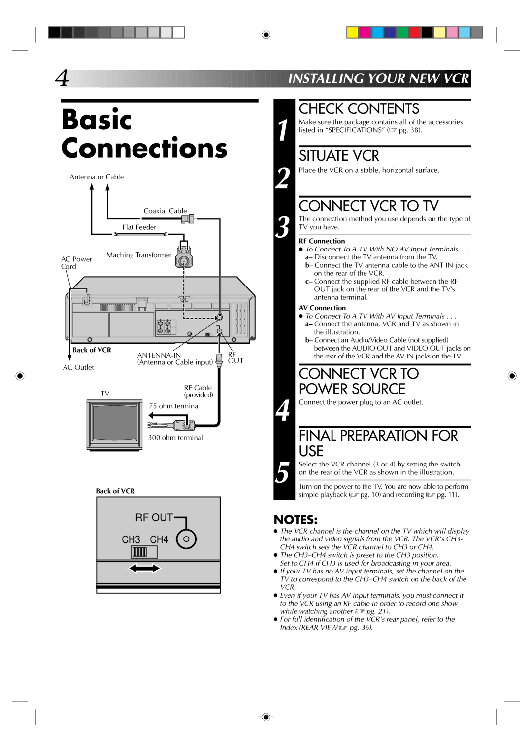 JVC HR-J4003UM manual Basic Connections 