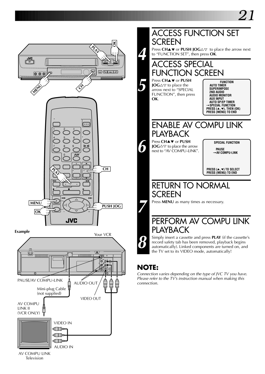 JVC HR-J6004UM, HR-J4004UM instruction manual Access Function SET Screen 