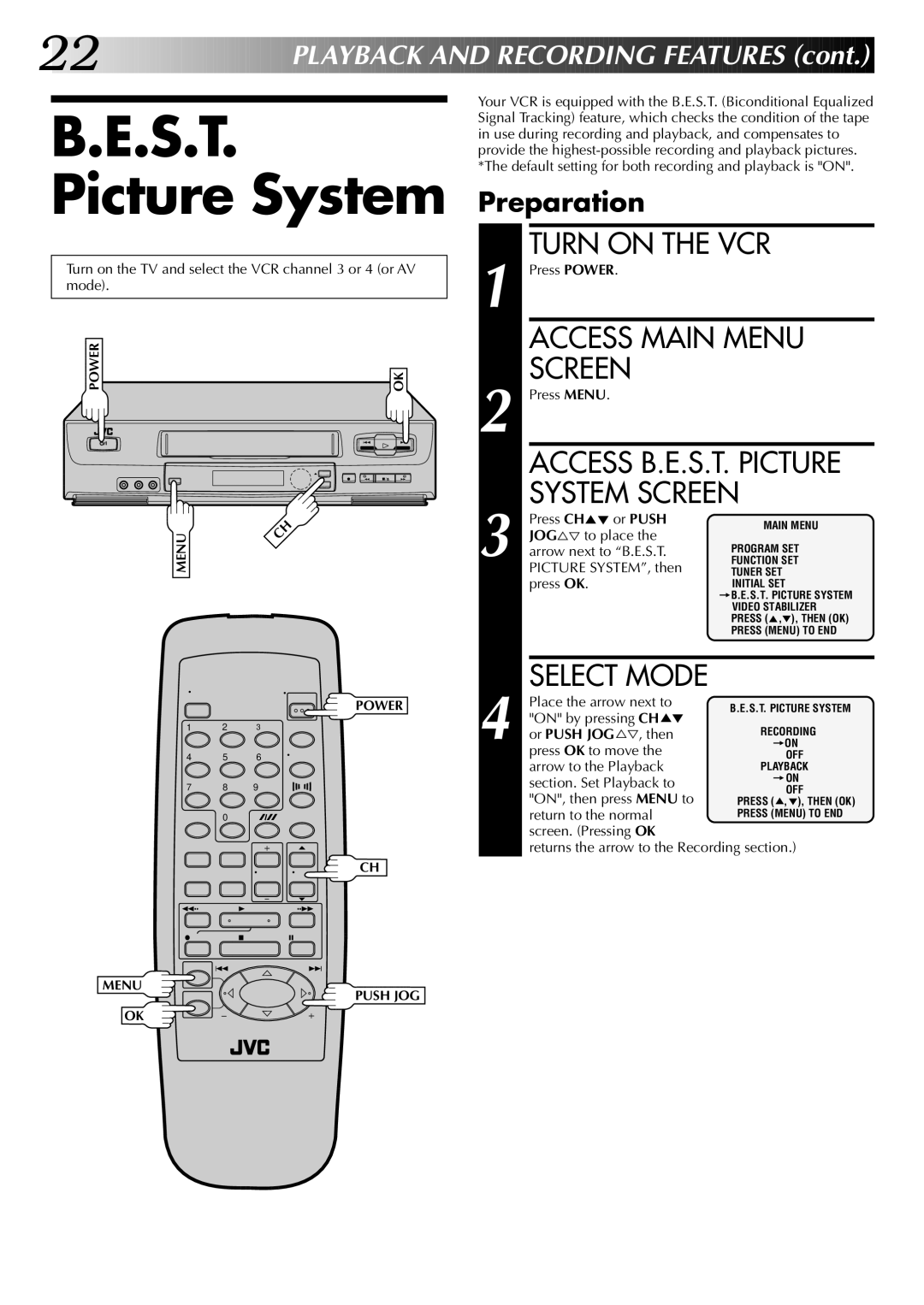 JVC HR-J4004UM, HR-J6004UM instruction manual S.T. Picture System, System Screen 