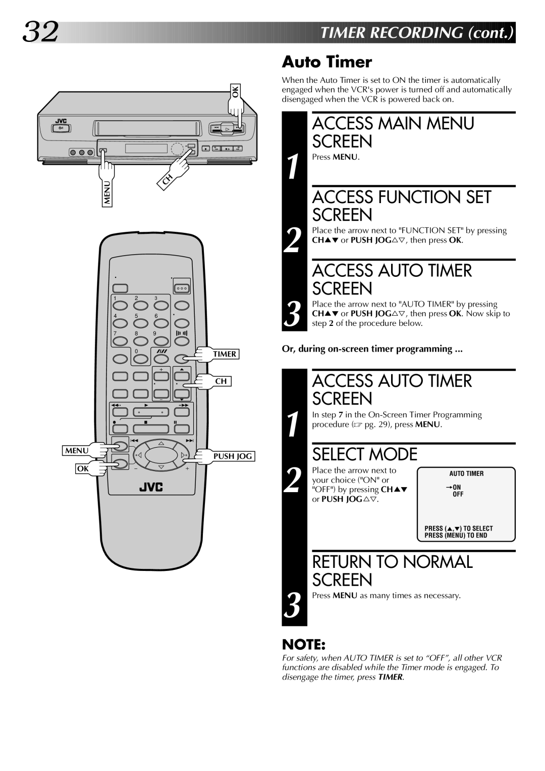 JVC HR-J4004UM, HR-J6004UM instruction manual Access Auto Timer Screen 