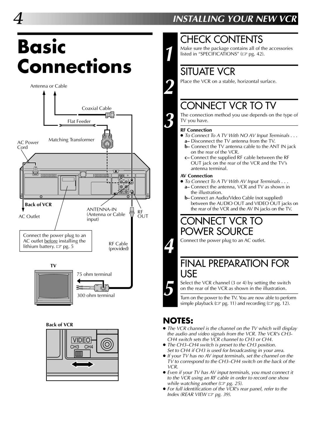 JVC HR-J4004UM, HR-J6004UM instruction manual Basic Connections 