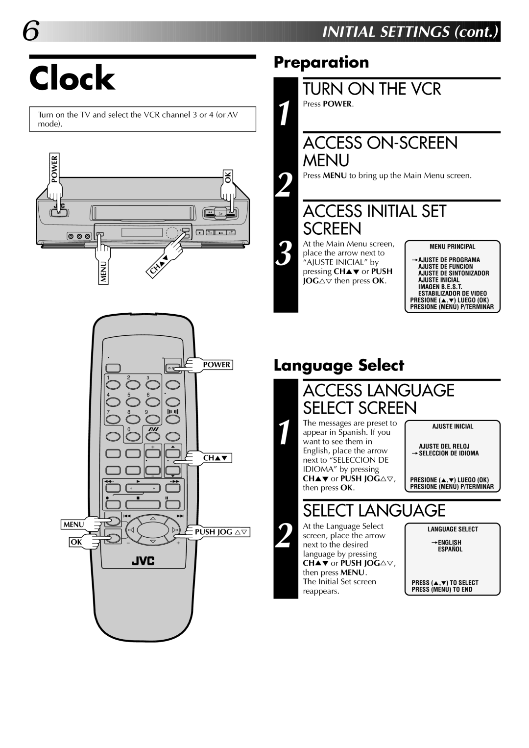 JVC HR-J4004UM, HR-J6004UM instruction manual Clock 