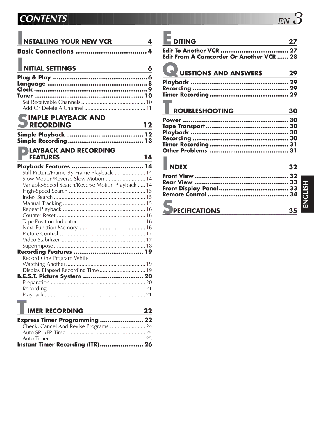 JVC HR-J4006UM manual Contents 