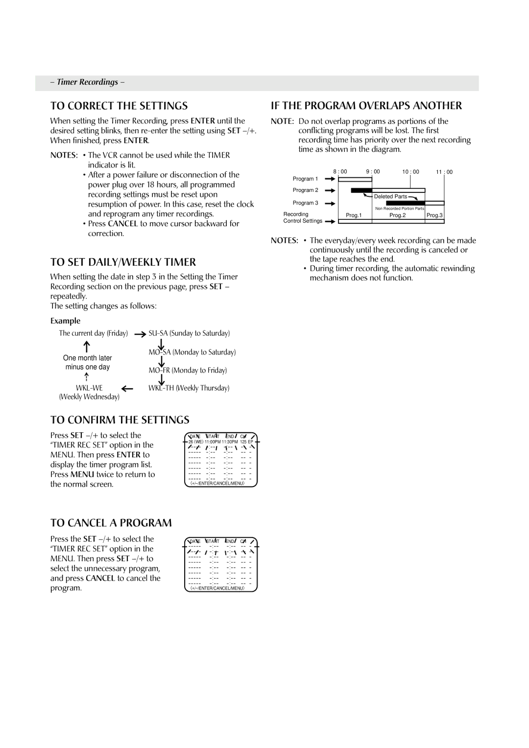 JVC HR-J4009UM manual To Correct the Settings 