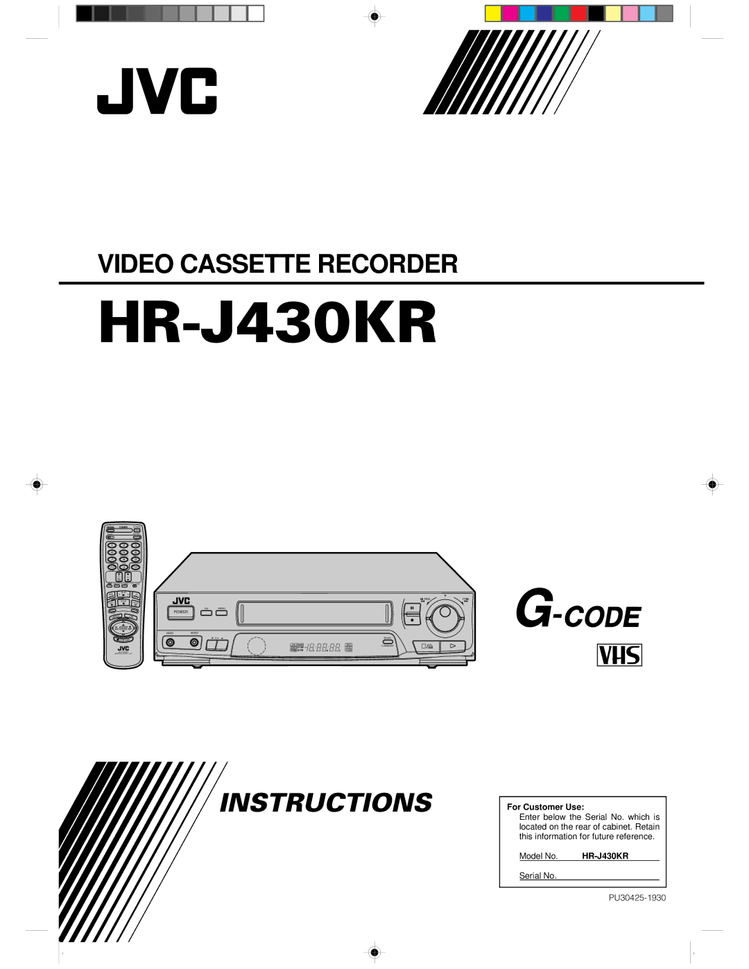 JVC HR-J430KR manual 