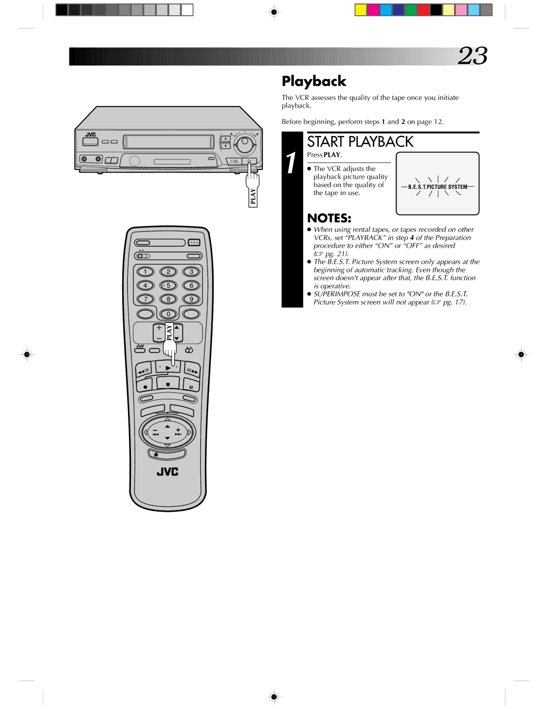 JVC HR-J430KR manual Playback, Tape in use 