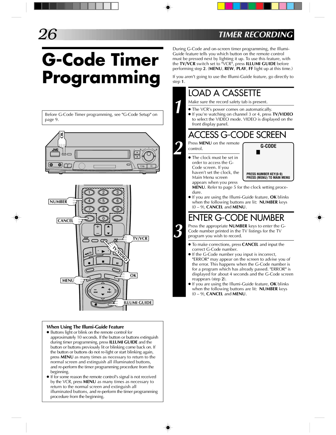 JVC HR-J430KR manual Code Timer Programming, Access G-CODE Screen, Enter G-CODE Number 