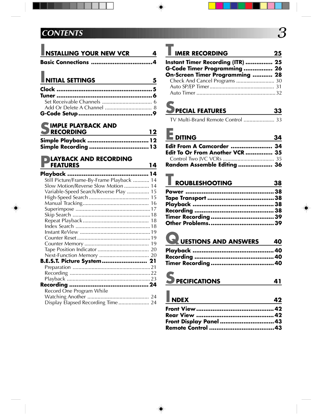 JVC HR-J430KR manual Contents 