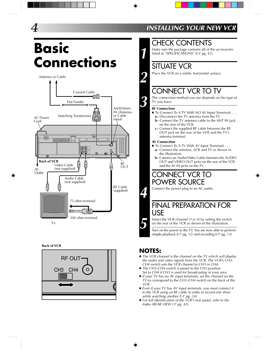 JVC HR-J430KR manual Basic Connections 