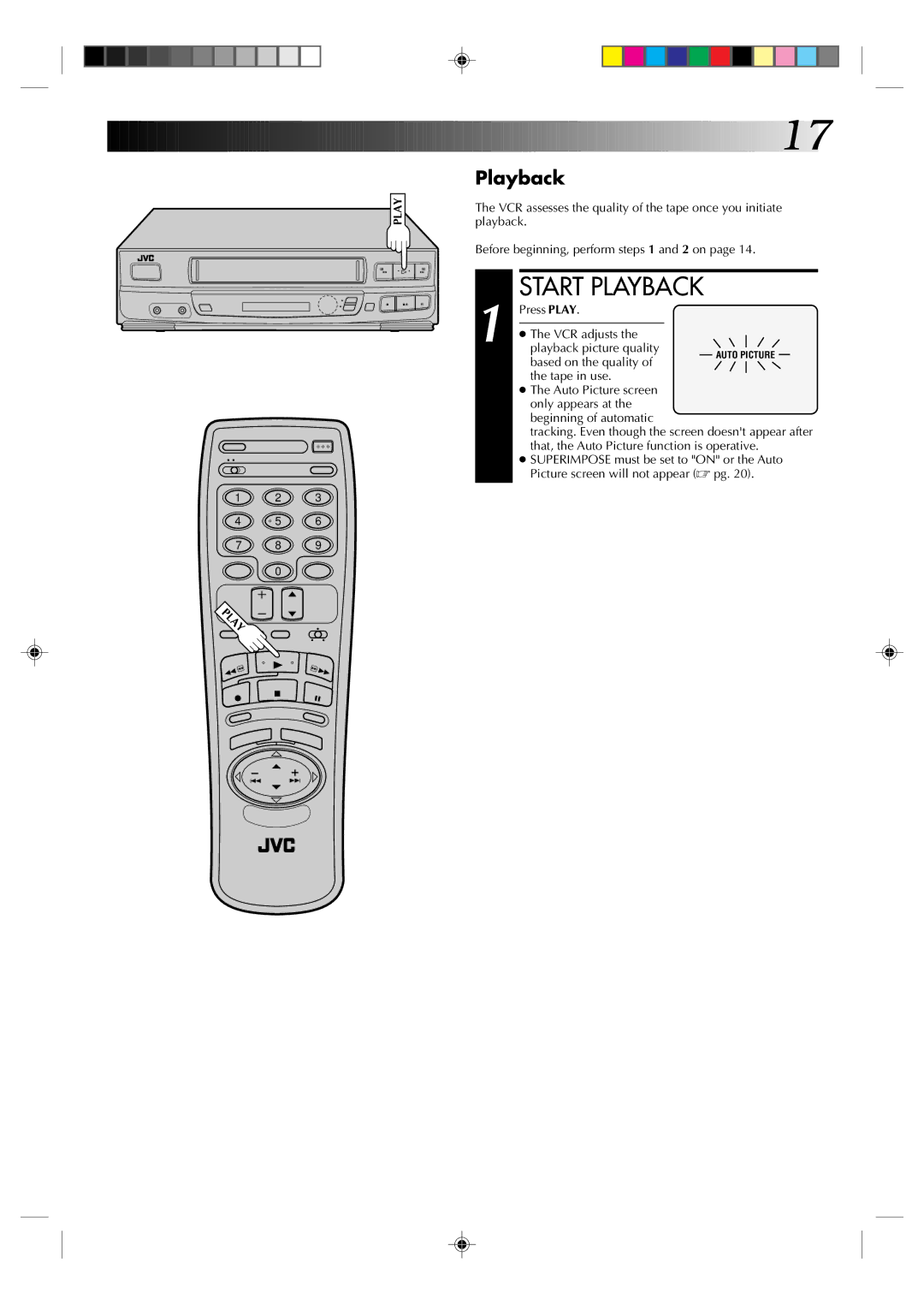 JVC HR-J430U manual Start Playback 