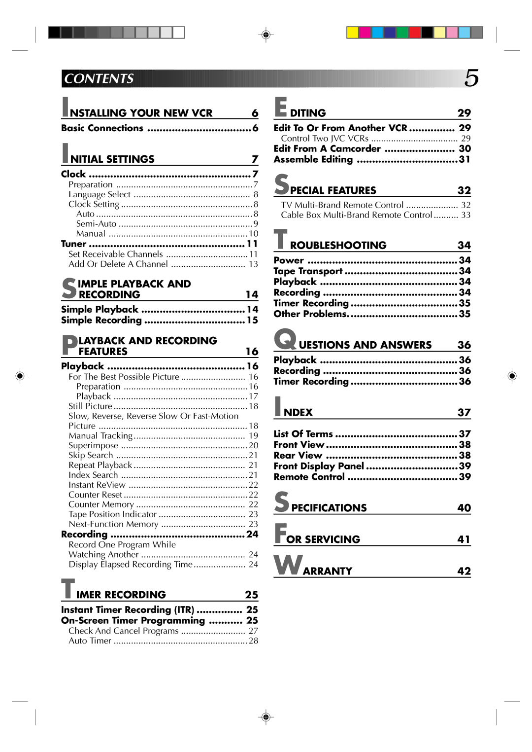 JVC HR-J430U manual Contents 