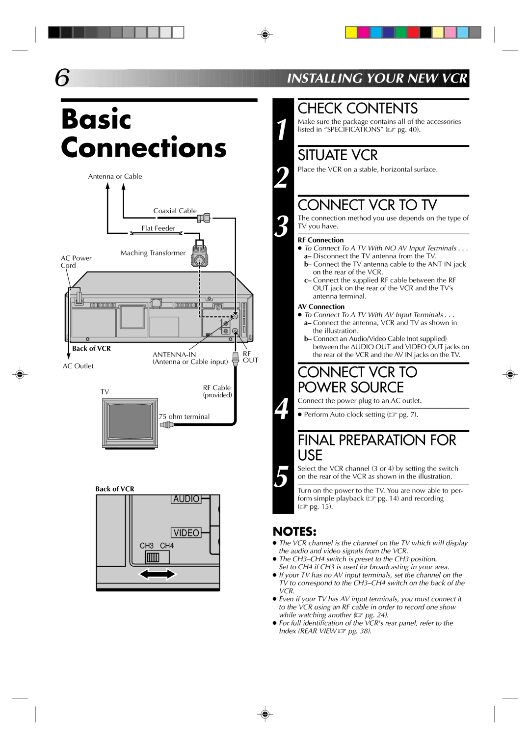 JVC HR-J430U manual Basic Connections 