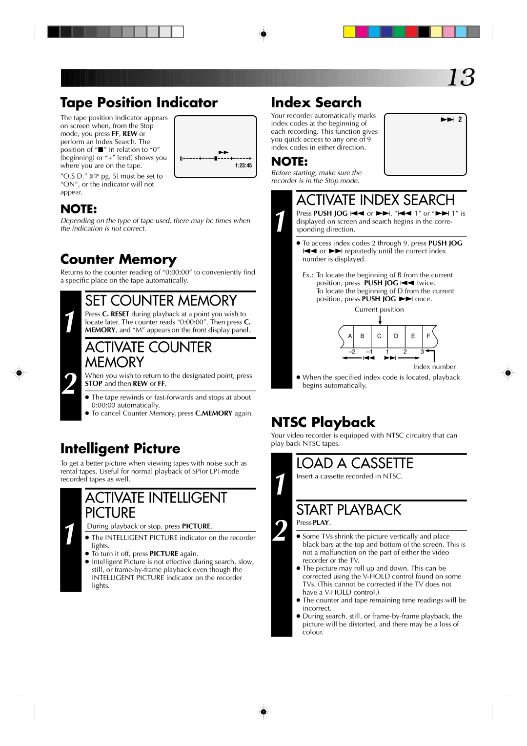 JVC HR-J435EA specifications SET Counter Memory, Activate Counter, Activate Intelligent, Picture, Activate Index Search 