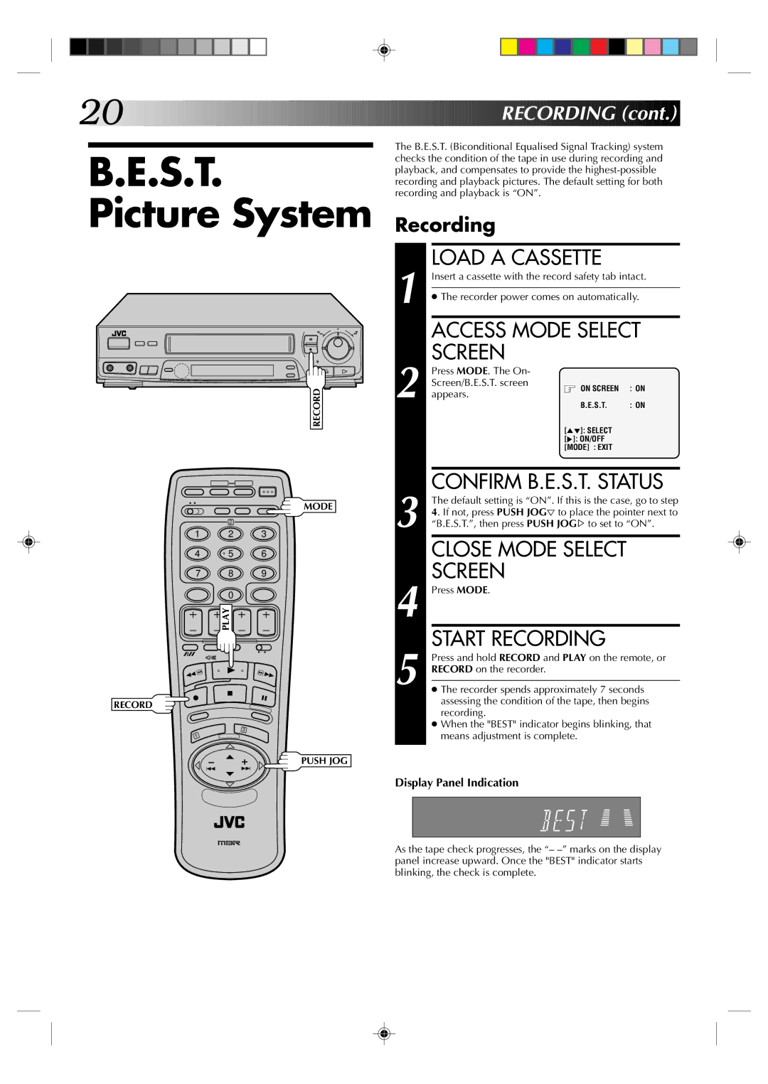 JVC HR-J435EK specifications S.T. Picture System, Access Mode Select, Screen, Recording 