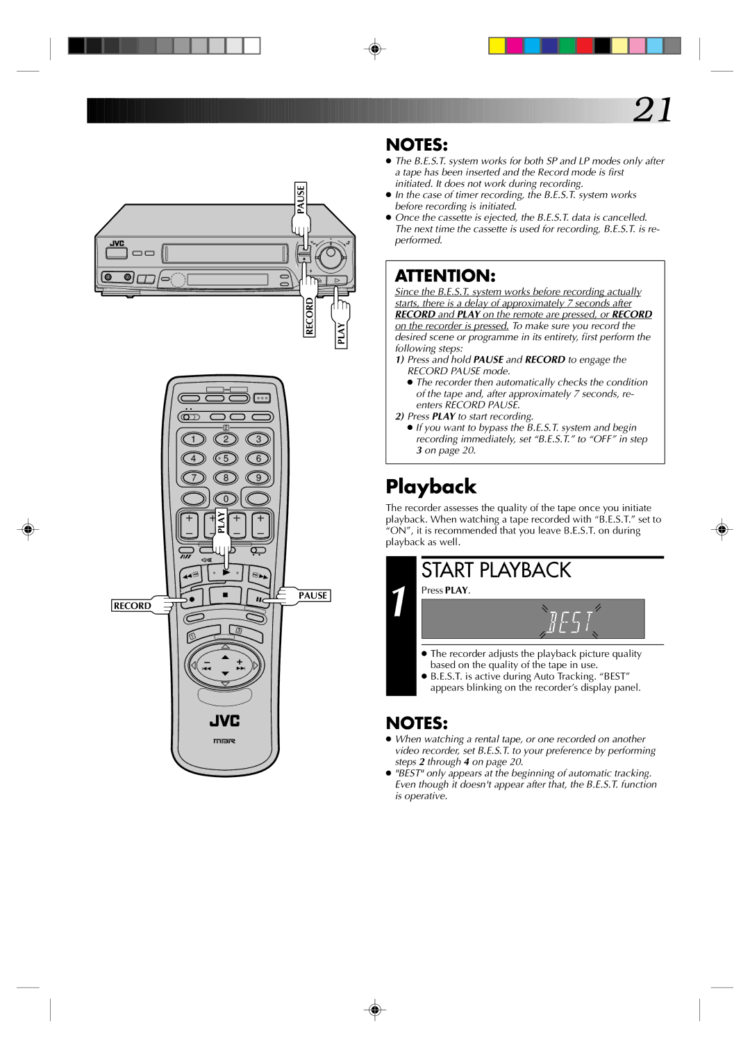 JVC HR-J435EK specifications Start Playback 