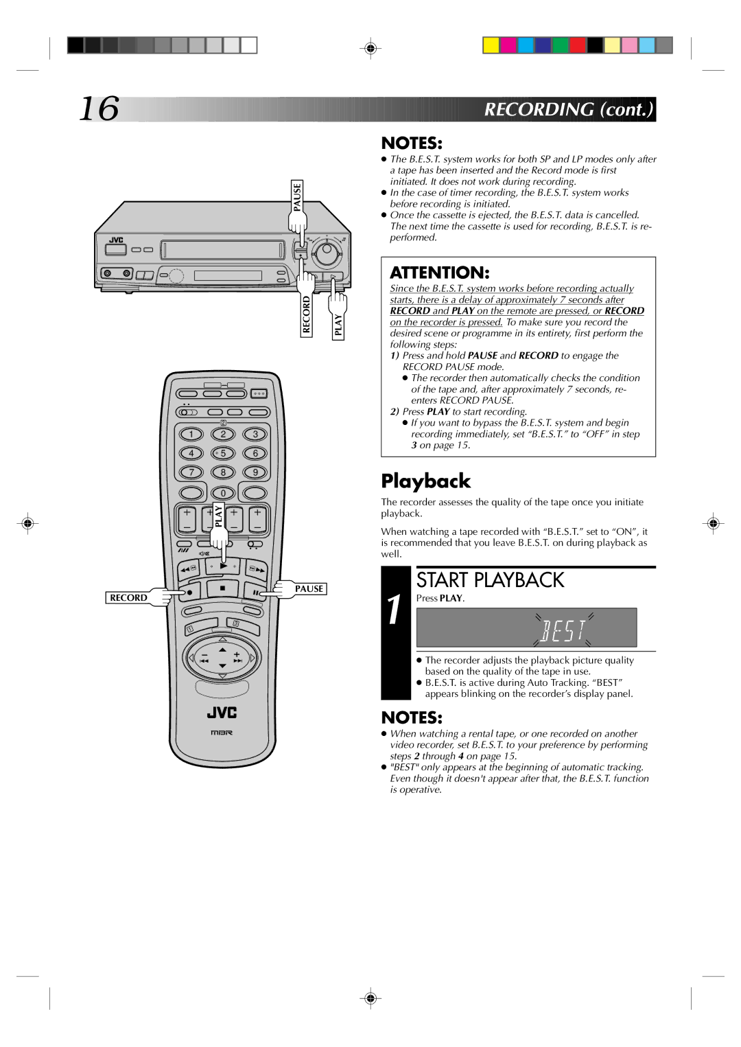 JVC HR-J438E, HR-J238E specifications Start Playback 