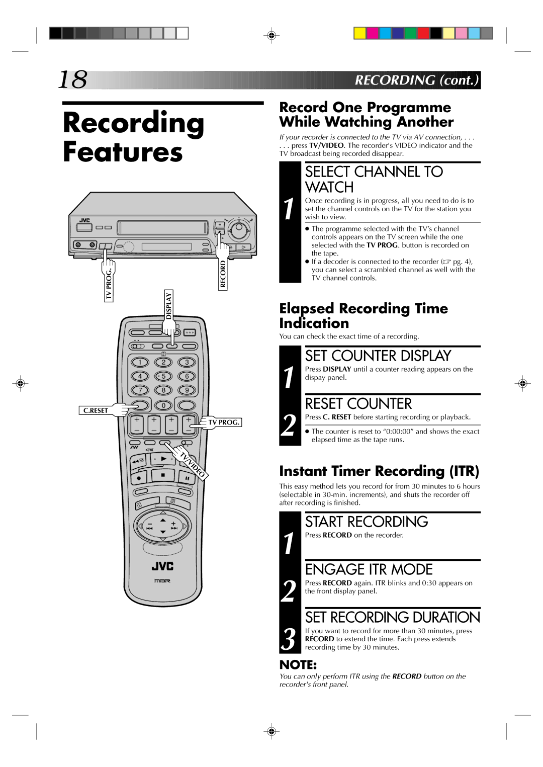 JVC HR-J438E, HR-J238E specifications Recording Features 