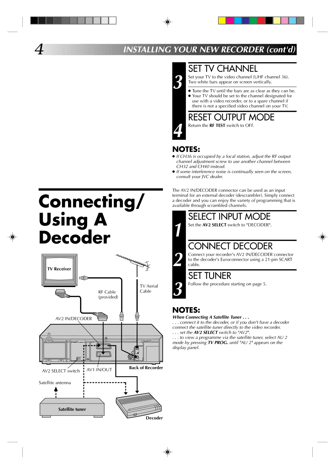 JVC HR-J438E, HR-J238E specifications Connecting Using a Decoder 