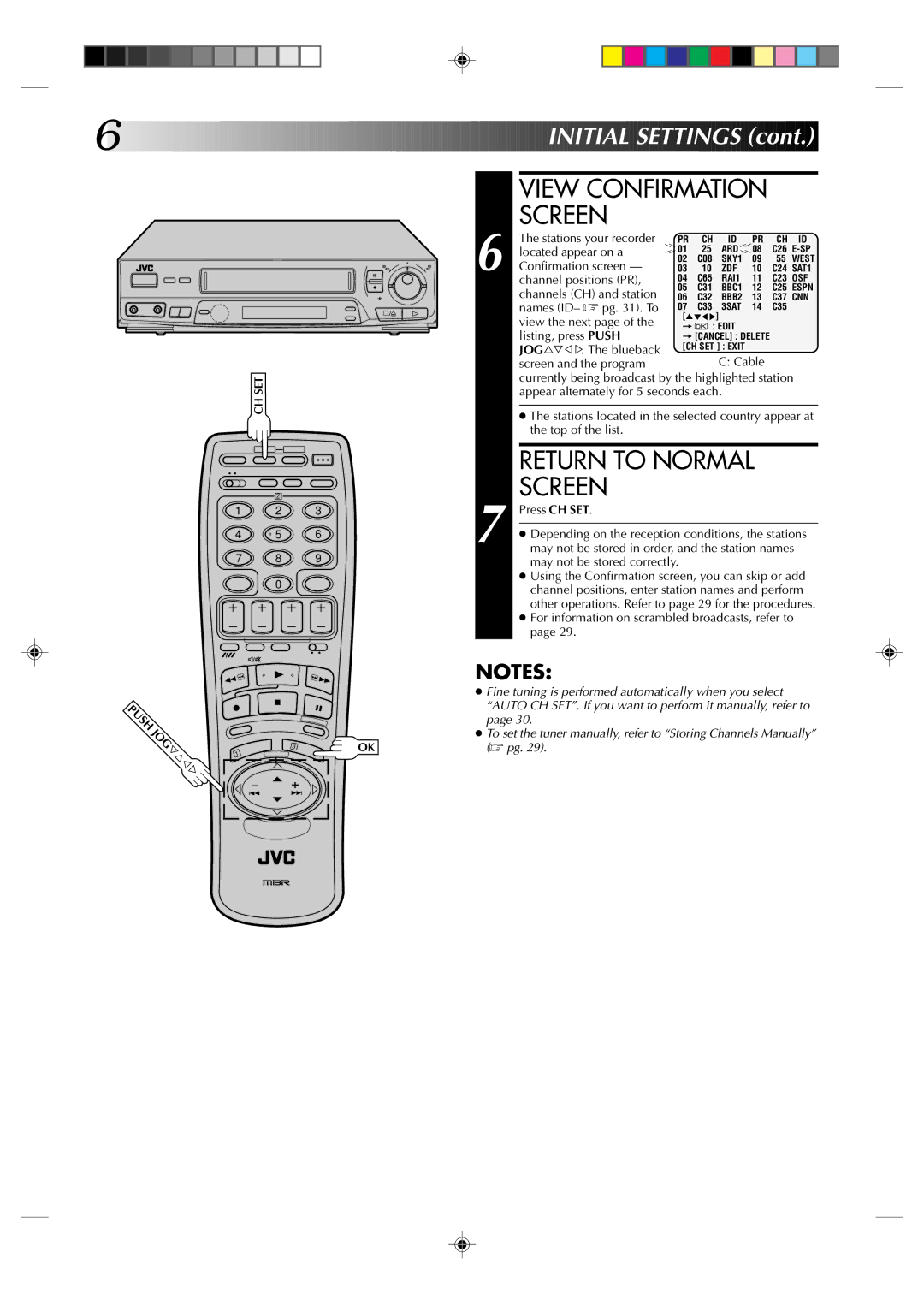 JVC HR-J438E View Confirmation Screen, Return to Normal Screen, For information on scrambled broadcasts, refer to 