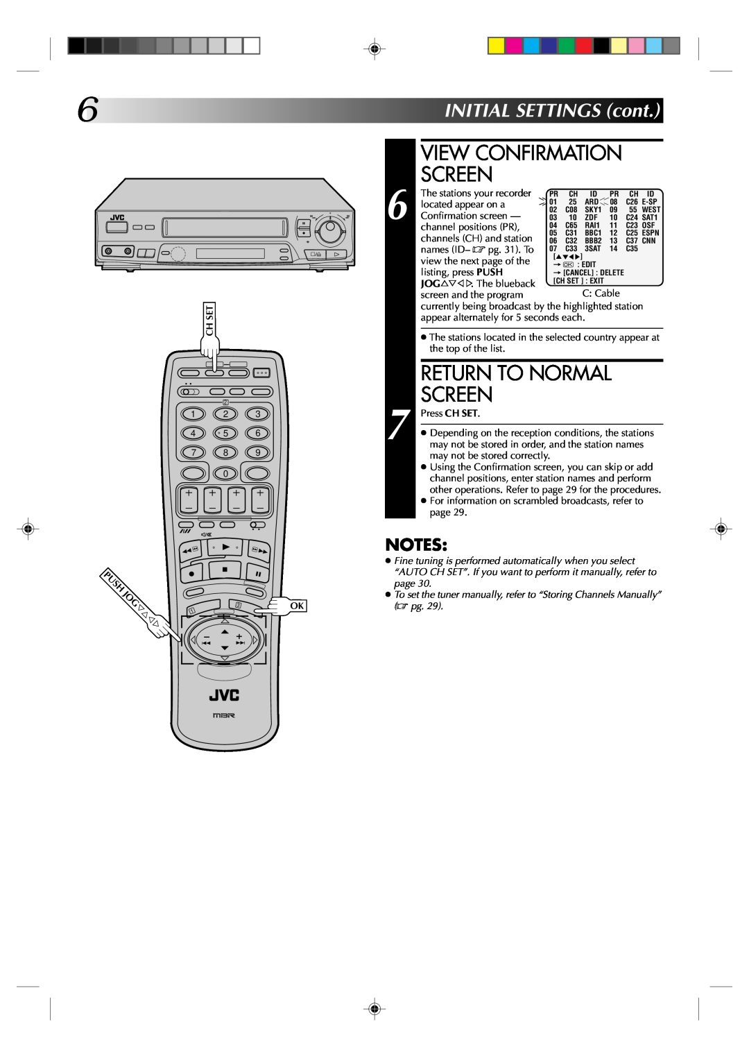 JVC HR-J438E, HR-J238E specifications View Confirmation Screen, Return To Normal Screen, INITIALSETTINGScont 