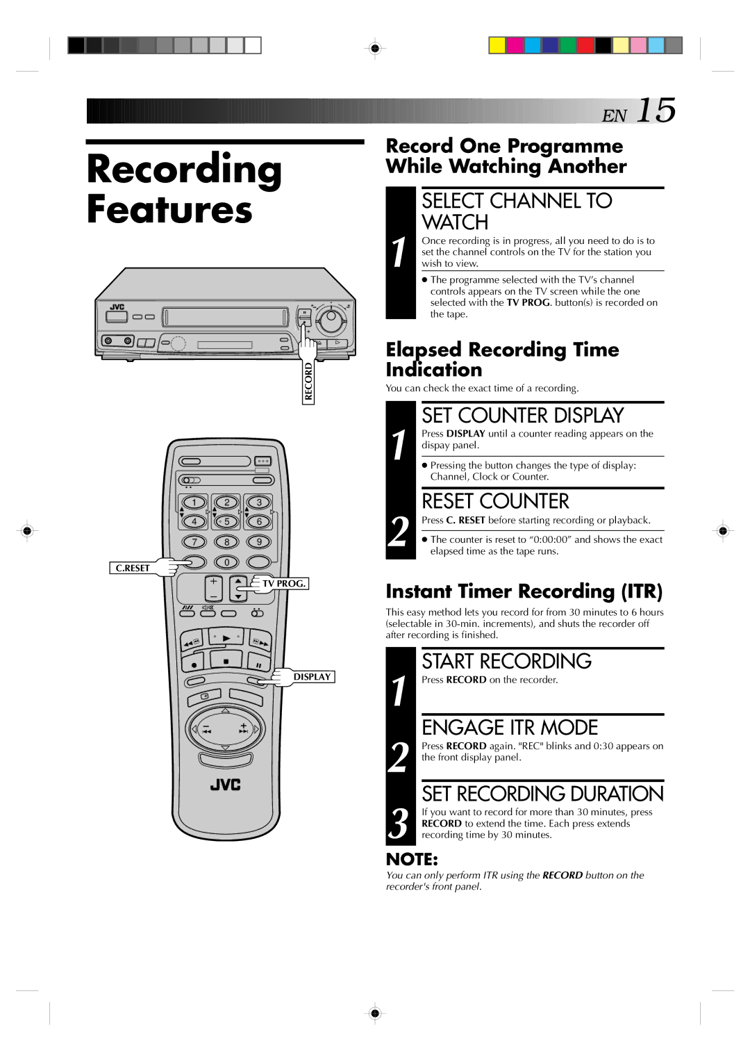 JVC HR-J439EE manual Recording Features 