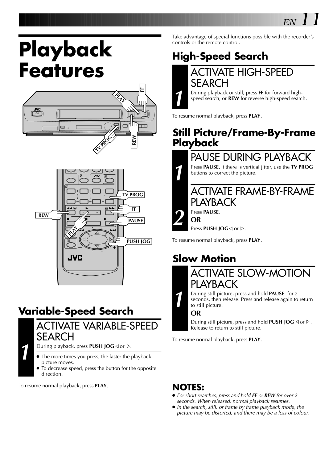 JVC HR-J441MS specifications Playback Features, Activate HIGH-SPEED Search 