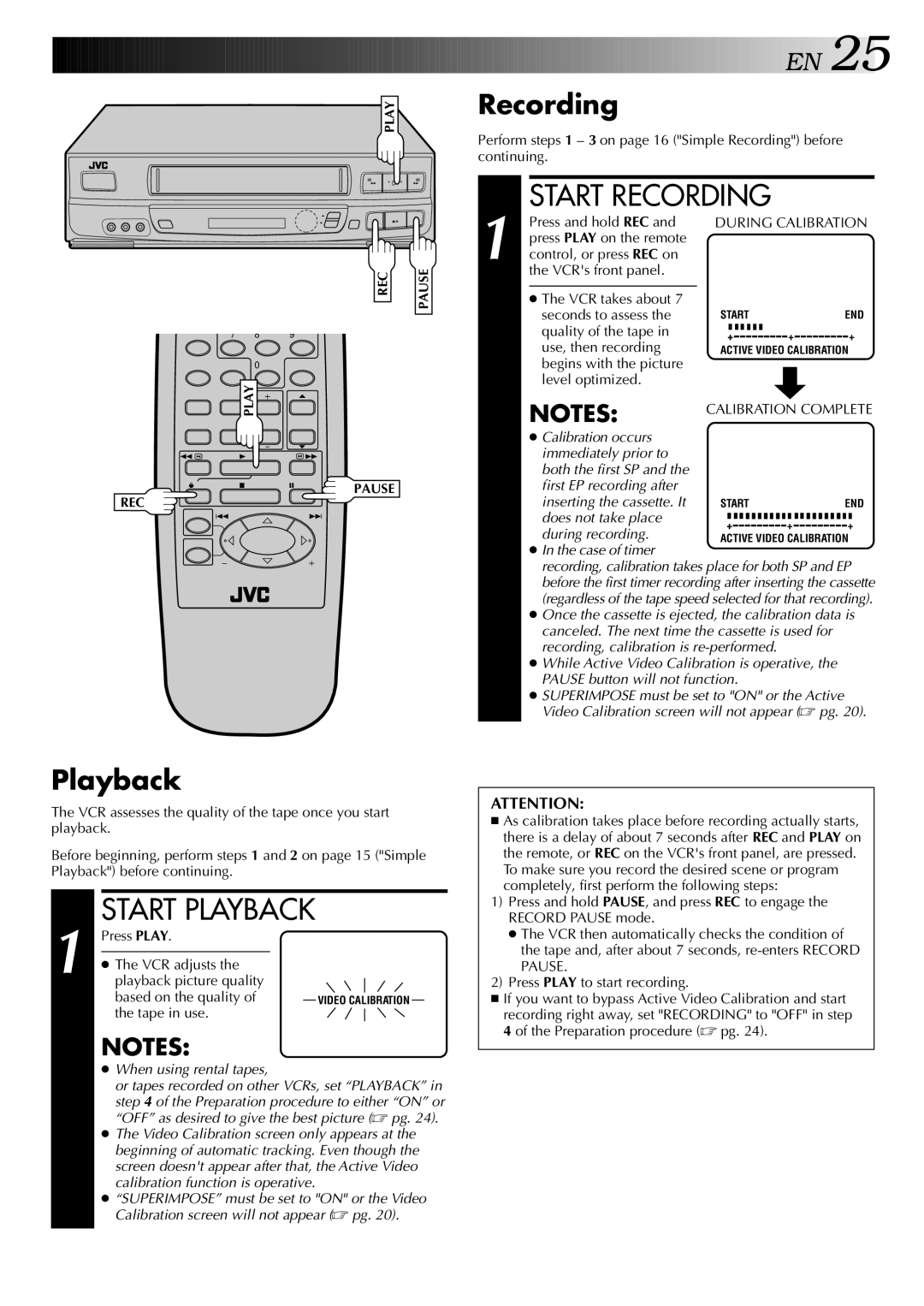 JVC HR-J443U instruction manual Recording, Playback 