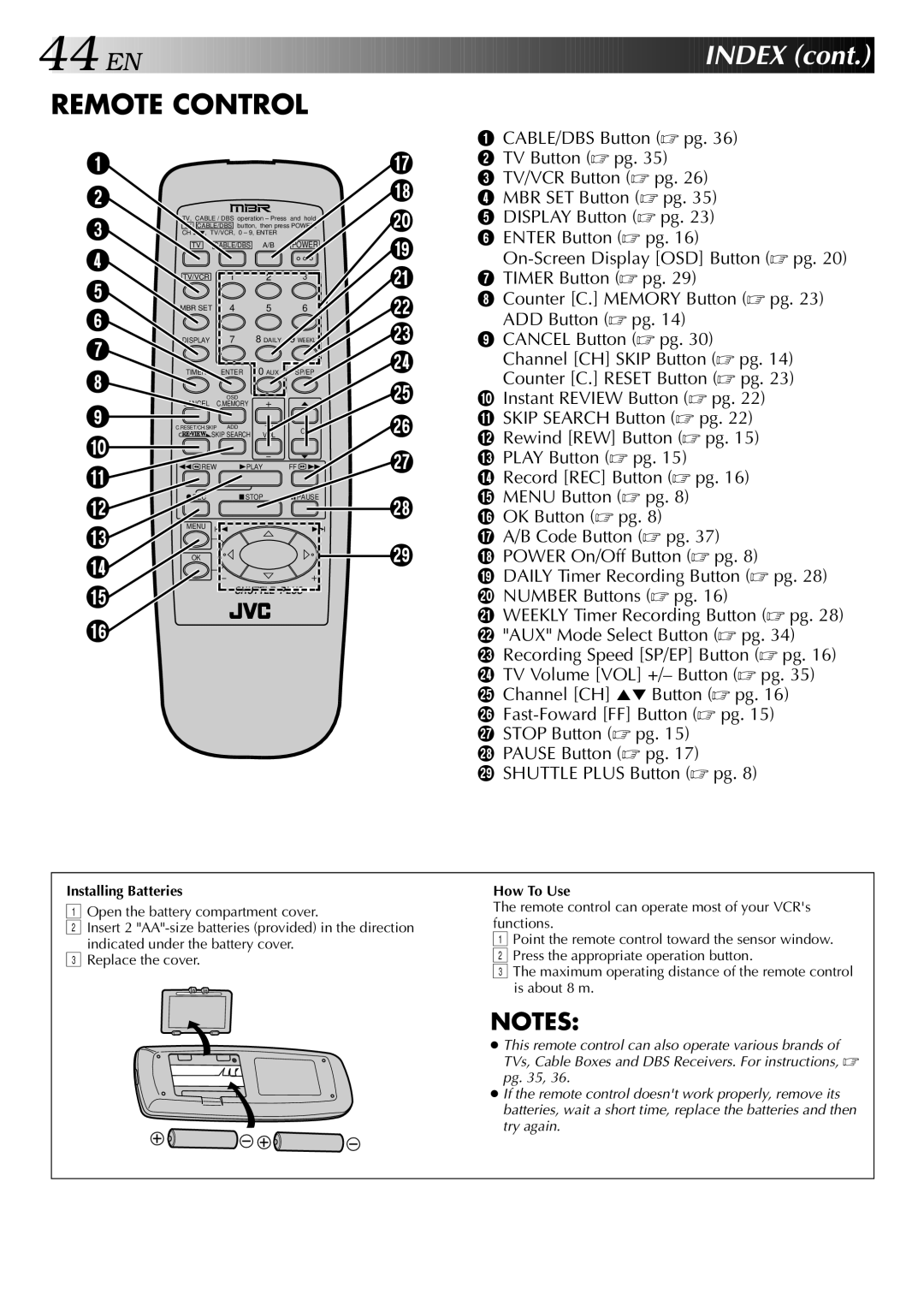 JVC HR-J443U instruction manual Installing Batteries, How To Use 