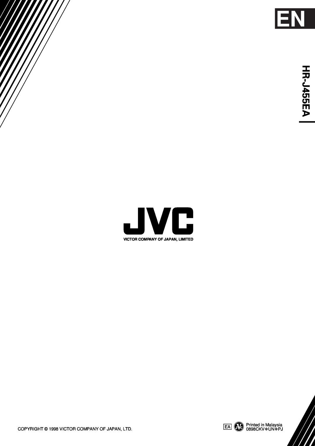 JVC HR-J455EA specifications Printed in Malaysia 0898CKV*UN*PJ 