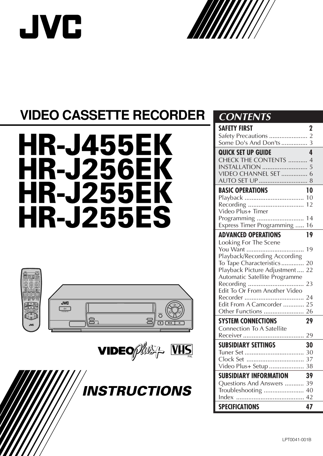 JVC setup guide HR-J455EK HR-J256EK HR-J255EK HR-J255ES 