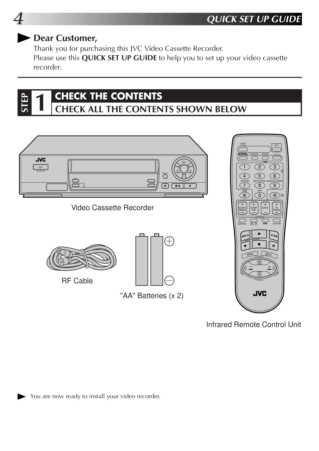 JVC HR-J455EK, HR-J255ES, HR-J255EK, HR-J256EK setup guide Quick SET UP G Uide 