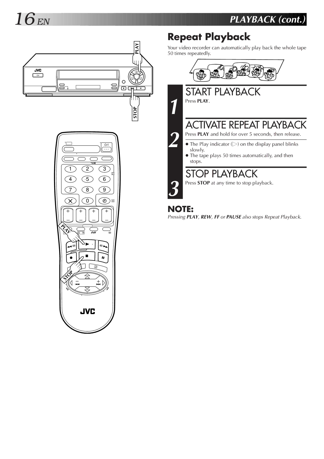 JVC HR-J458E, HR-J258E specifications Repeat Playback 