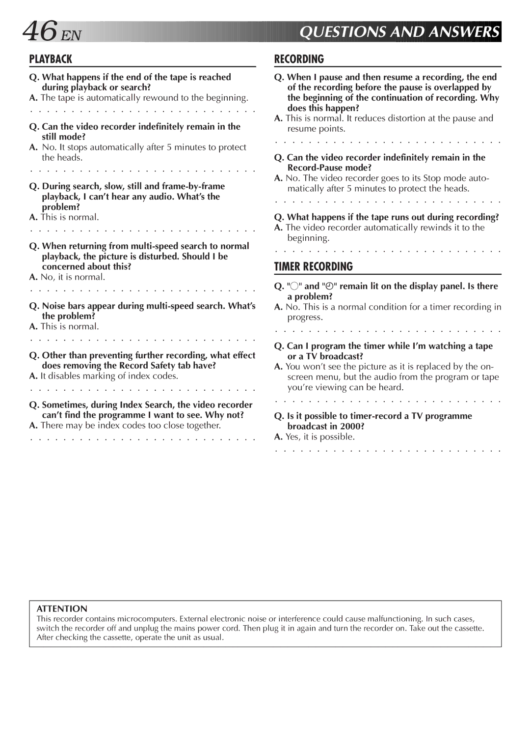 JVC HR-J458E, HR-J258E specifications Questions and Answers 