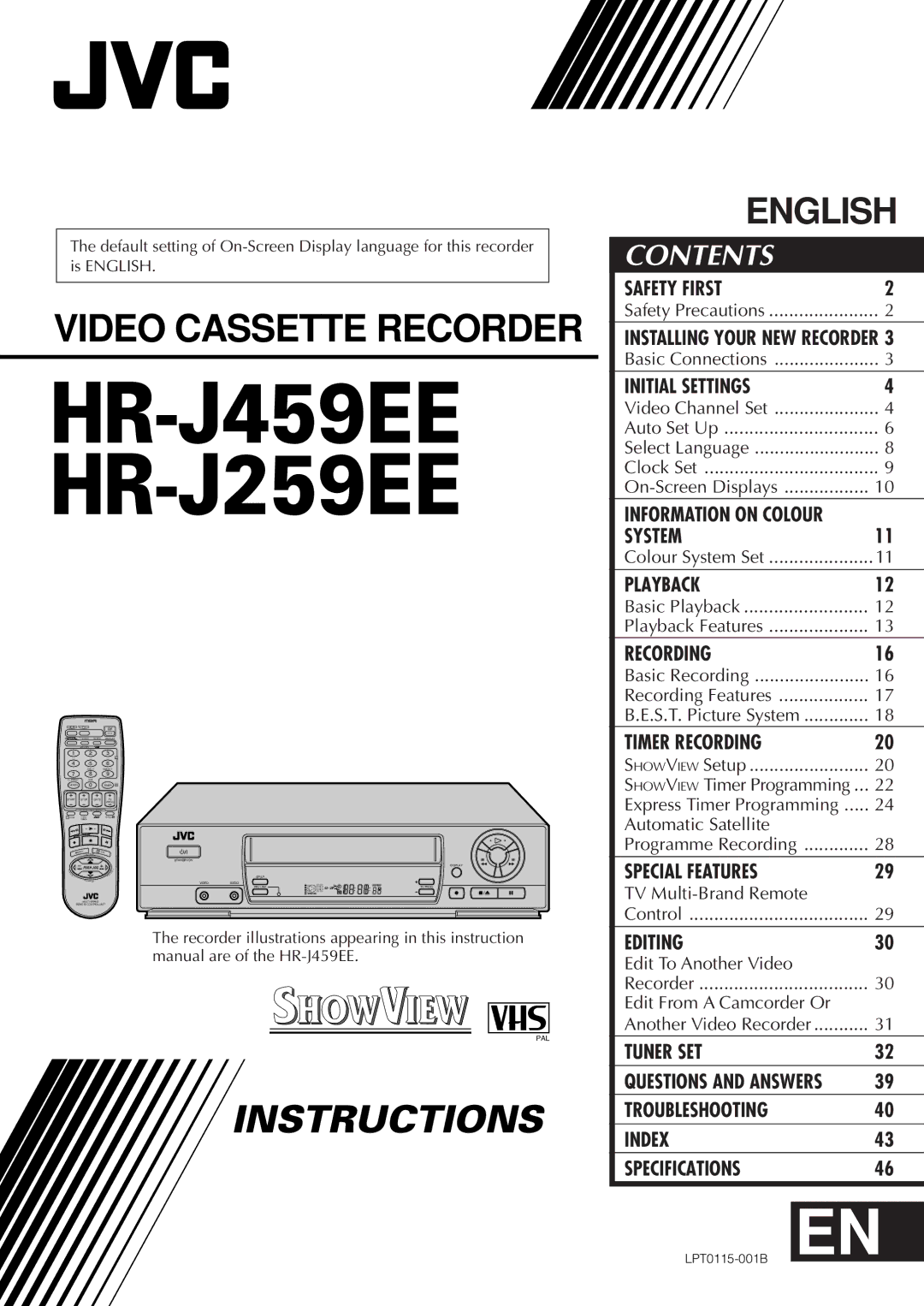 JVC specifications HR-J459EE HR-J259EE 