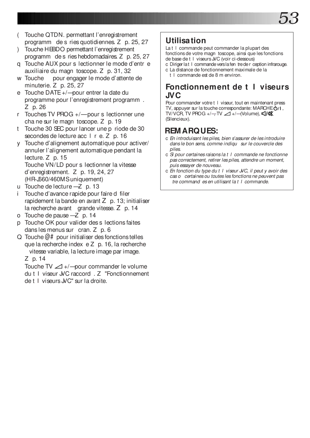 JVC HR-J260MS, HR-J460MS, HR-J660MS manual Utilisation, Jvc 