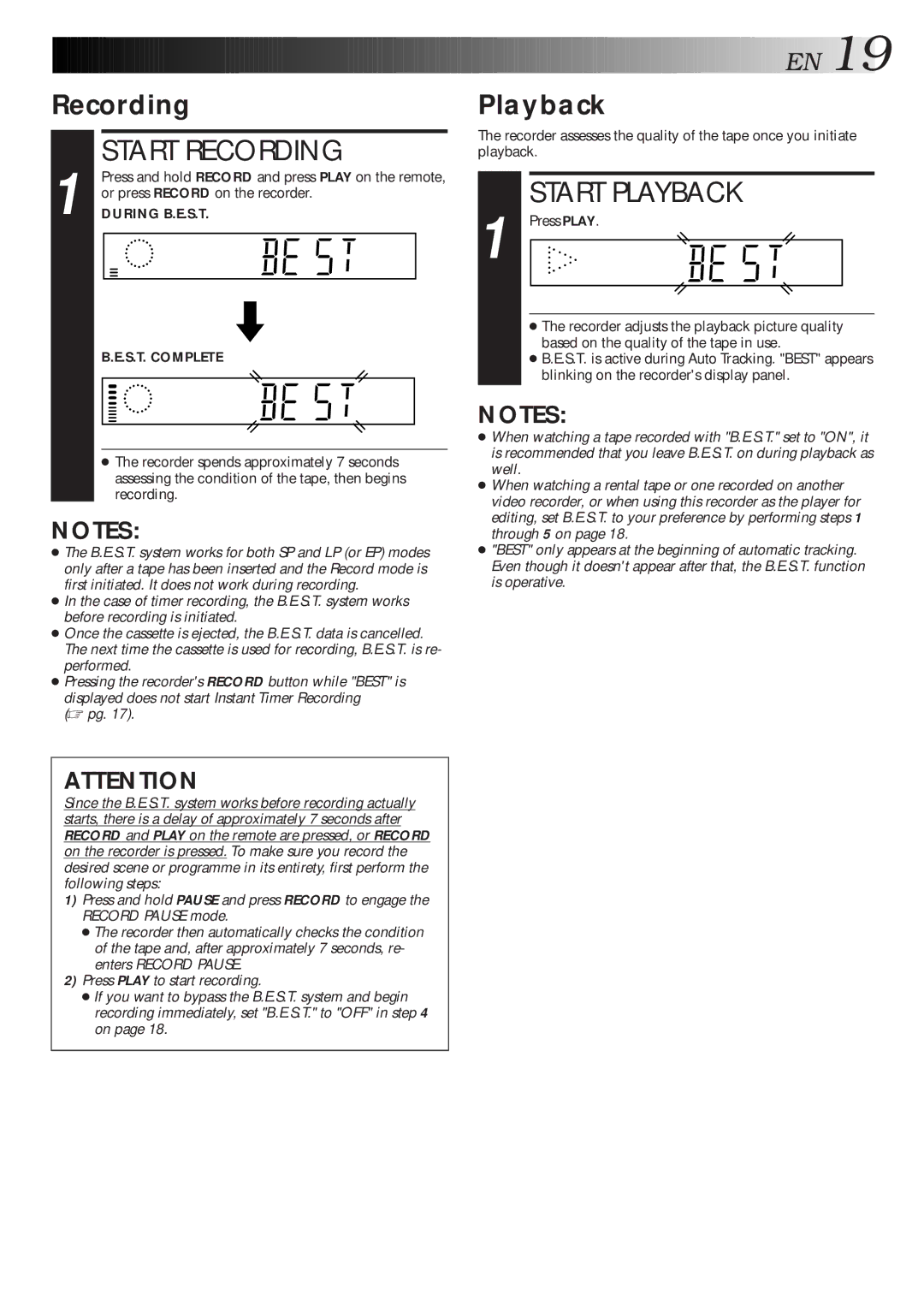 JVC HR-J461MS specifications Recording, Playback, Or press Record on the recorder 