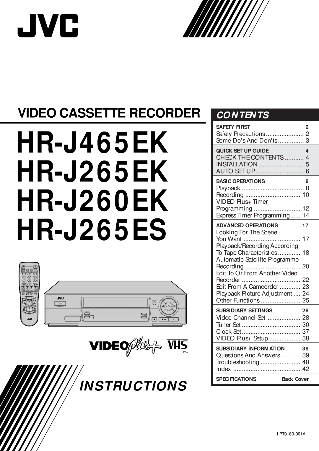 JVC setup guide HR-J465EK HR-J265EK HR-J260EK HR-J265ES 