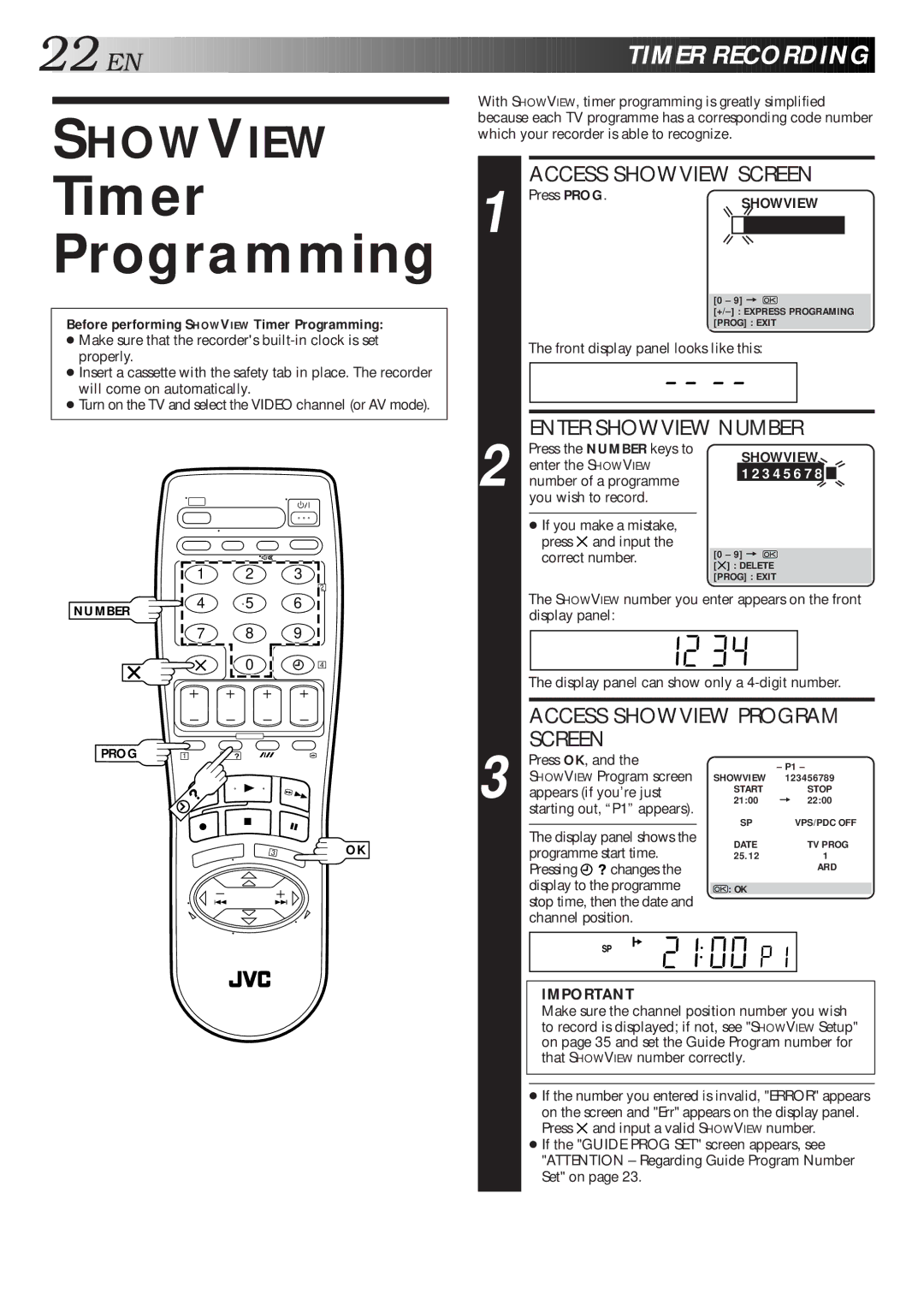 JVC HR-J311EU, HR-J468EU, HR-J268EU specifications Timer Programming 