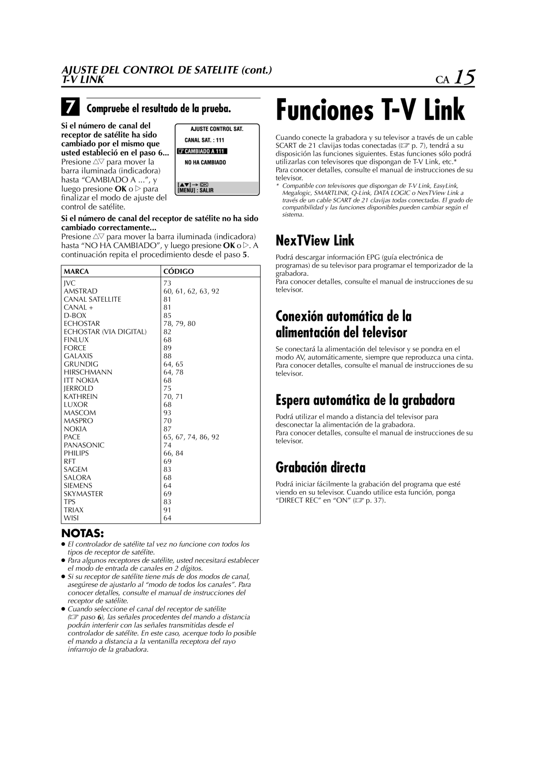 JVC HR-J270EU, HR-J470EU, HR-J672EU NexTView Link, Grabación directa, Conexión automática de la alimentación del televisor 