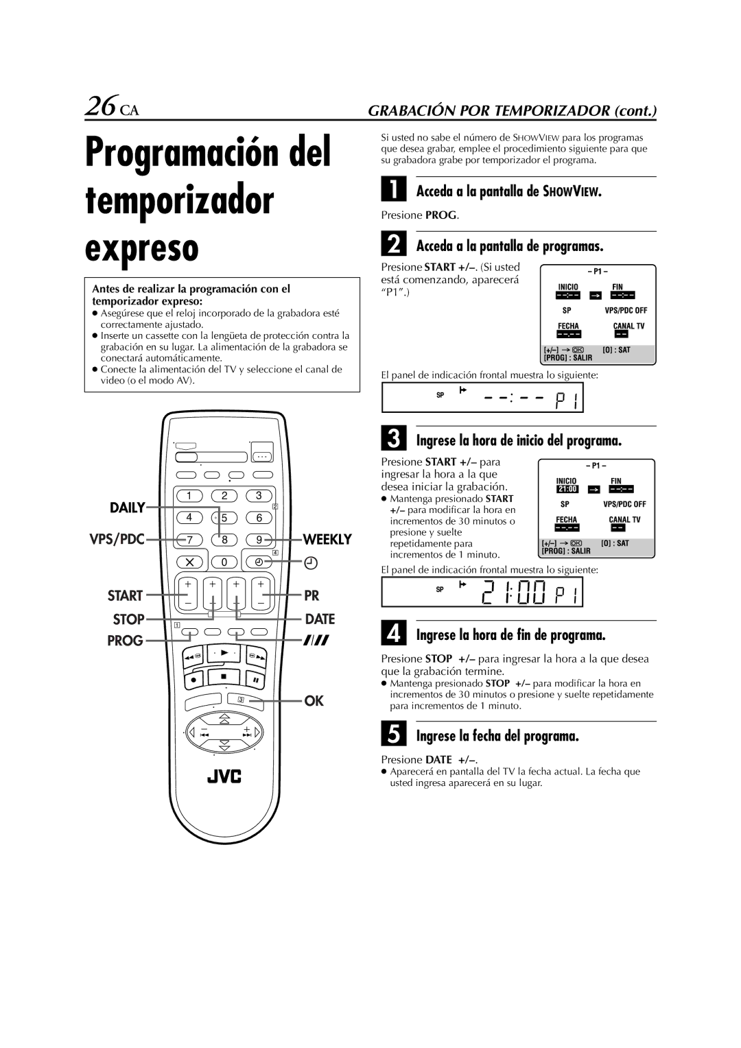 JVC HR-J670EU, HR-J470EU, HR-J672EU, HR-J270EU manual 26 CA 