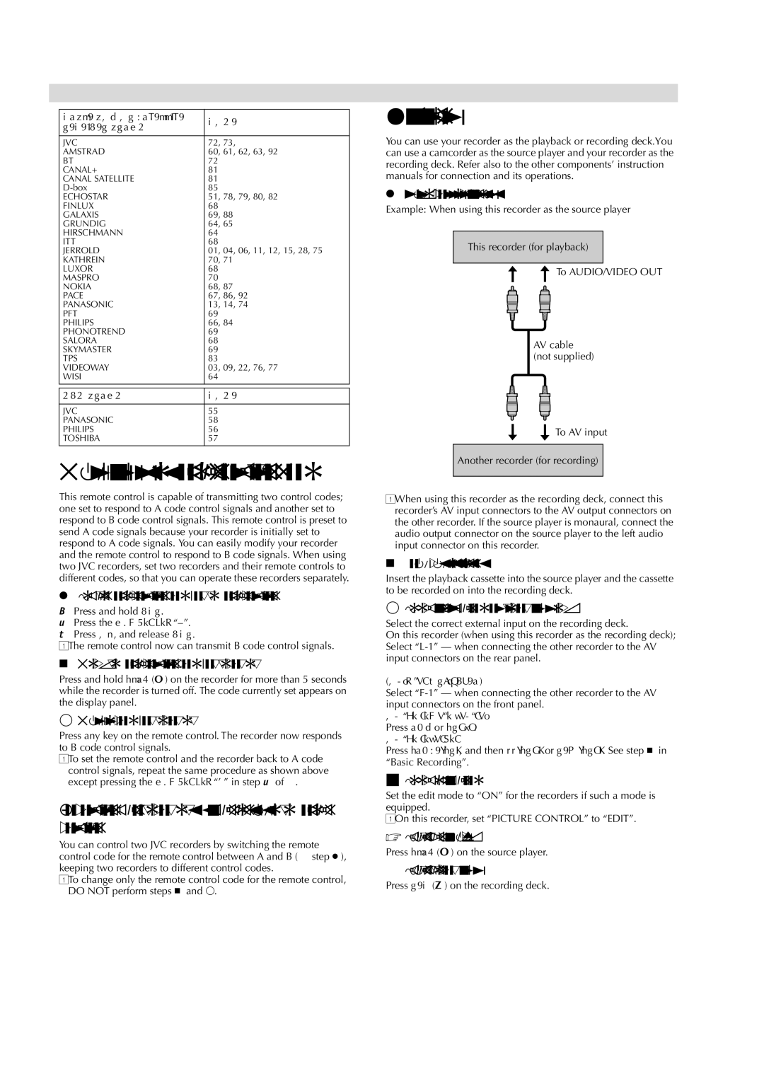 JVC HR-J485EA, HR-J285EA, LPT0593-001A manual Editing, To control two recorders with the same remote control 