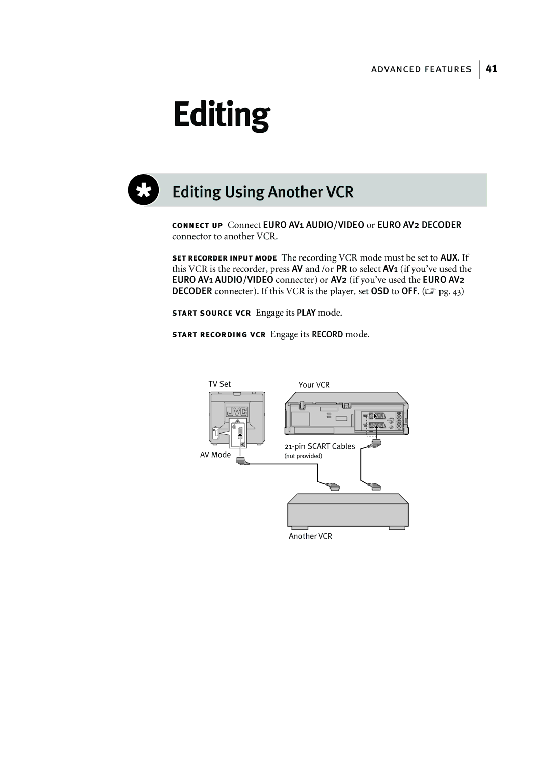 JVC HR-J595EK manual Editing Using Another VCR 