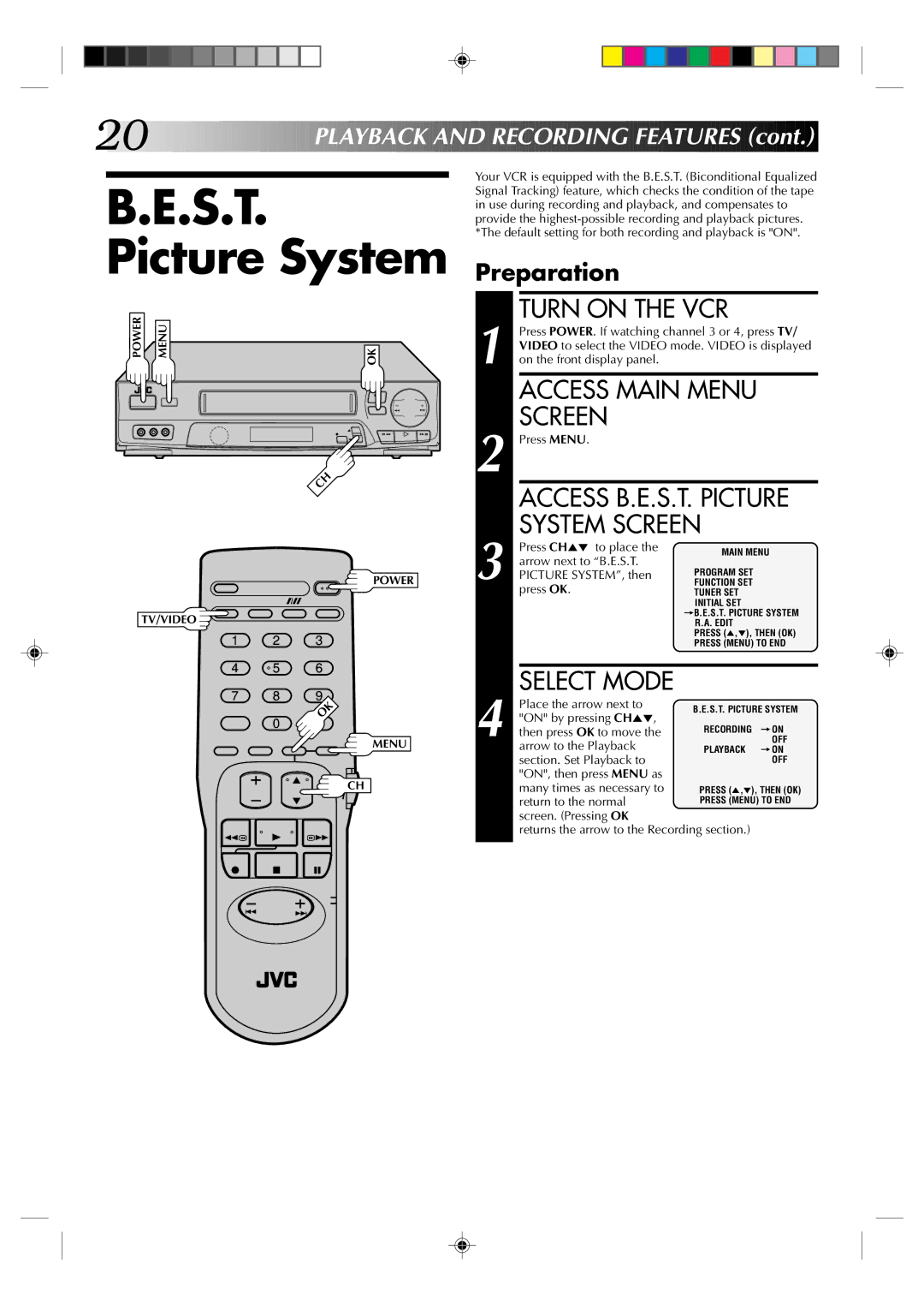 JVC HR-J6003UM manual S.T. Picture System, Access Main Menu Screen, System Screen 