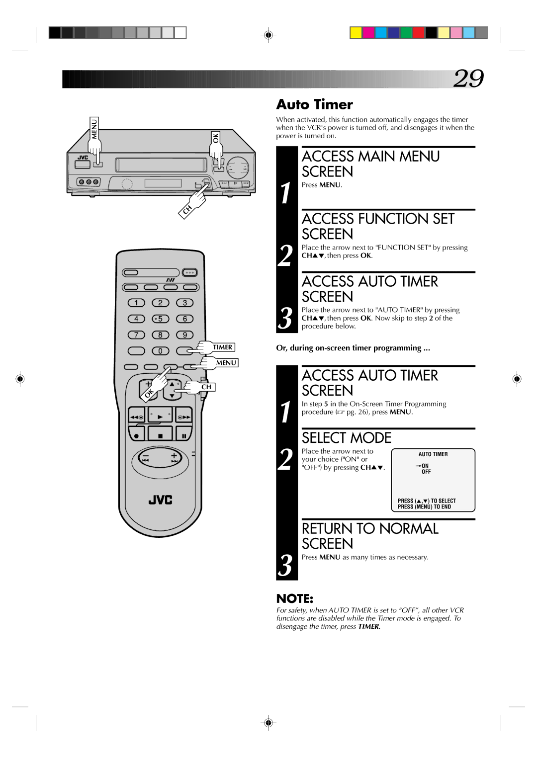 JVC HR-J6003UM manual Access Auto Timer 