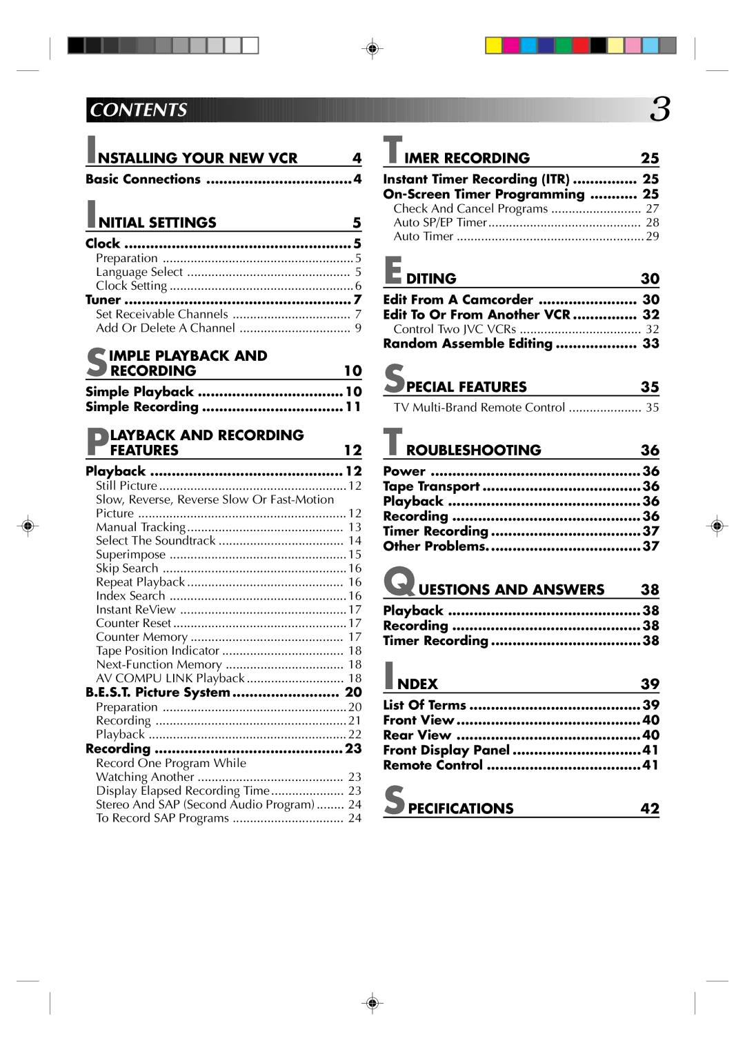 JVC HR-J6003UM manual Contents 