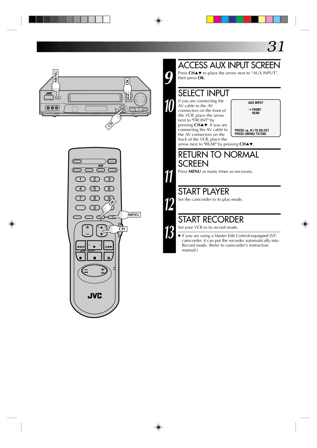 JVC HR-J6003UM manual Start Recorder 