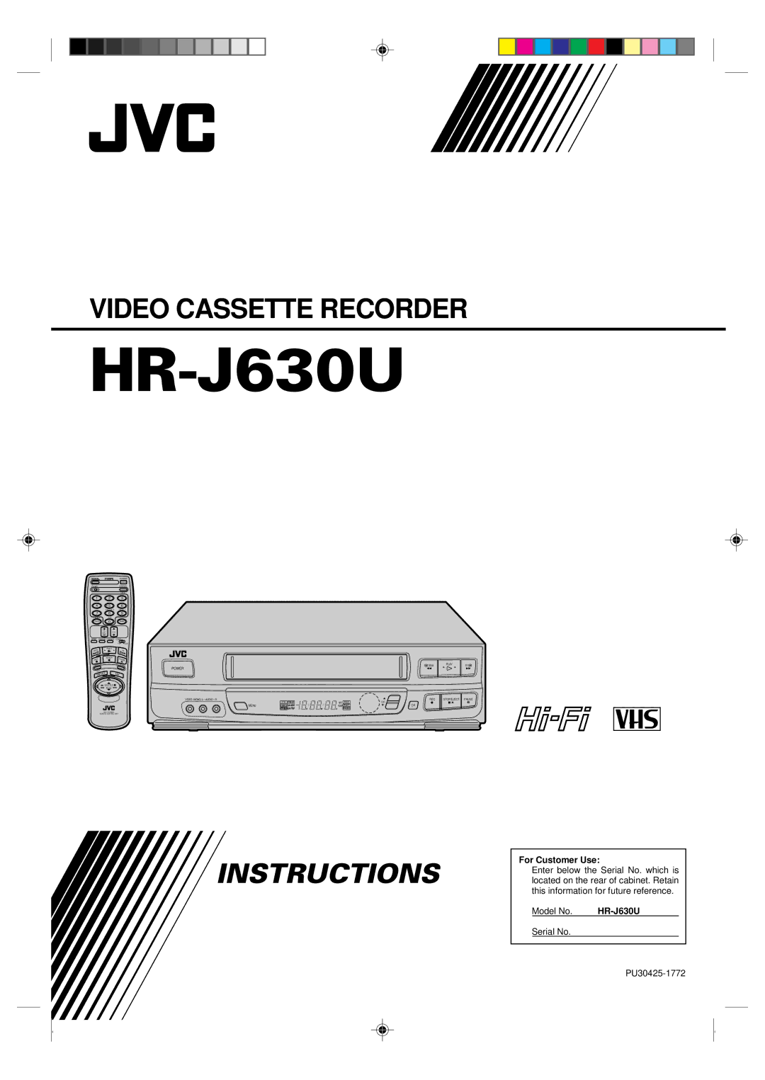 JVC HR-J630U manual 