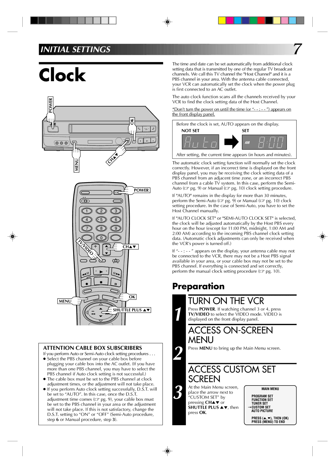 JVC HR-J630U manual Clock 